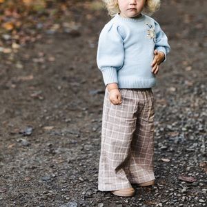 Janie and Jack Wide Leg Plaid Pull On Pants - 2T